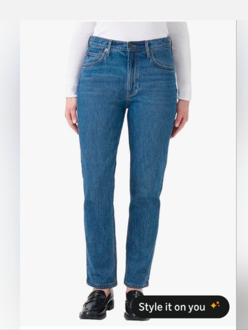 Kirkland Signature Women's High-Rise Straight Leg Jean Blue Inseam 28 Size 4